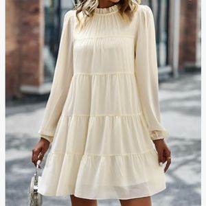 NWOT Mock Neck Dress in Off White